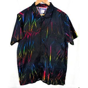 Vintage French 1980s Daniel Axel Lightning Rainbow Crackle Shirt